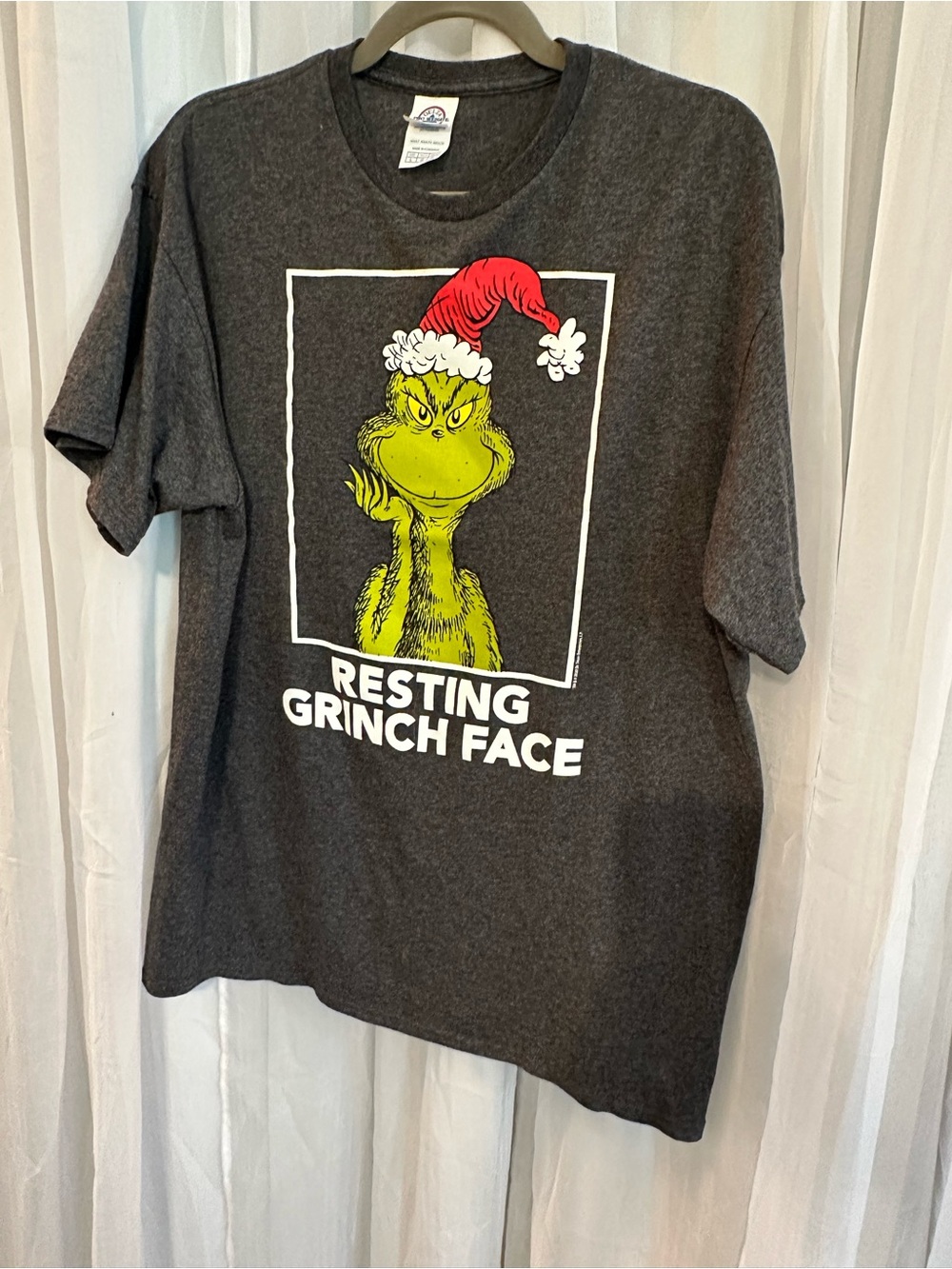 Women’s Charcoal 'Resting Grinch Face' Graphic Tee - Delta Pro Weight - Picture 2 of 4